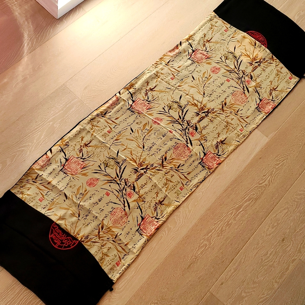 Asian Pure Silk Scarf, Shoulder Wrap or Table Runner